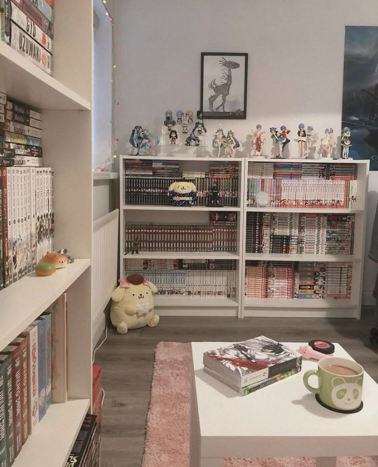 a living room filled with lots of books and toys