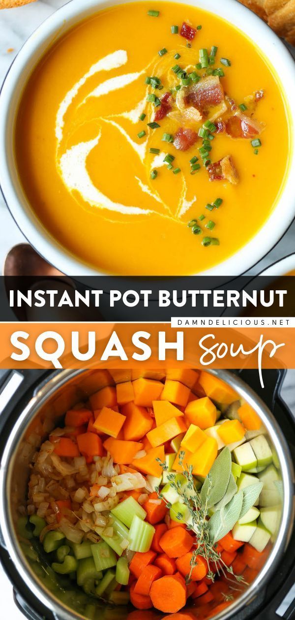 instant pot butternut squash soup with carrots and other vegetables