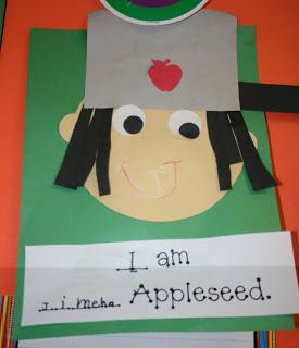 a paper cut out of a girl with an apple on her head and the words i am appleseed