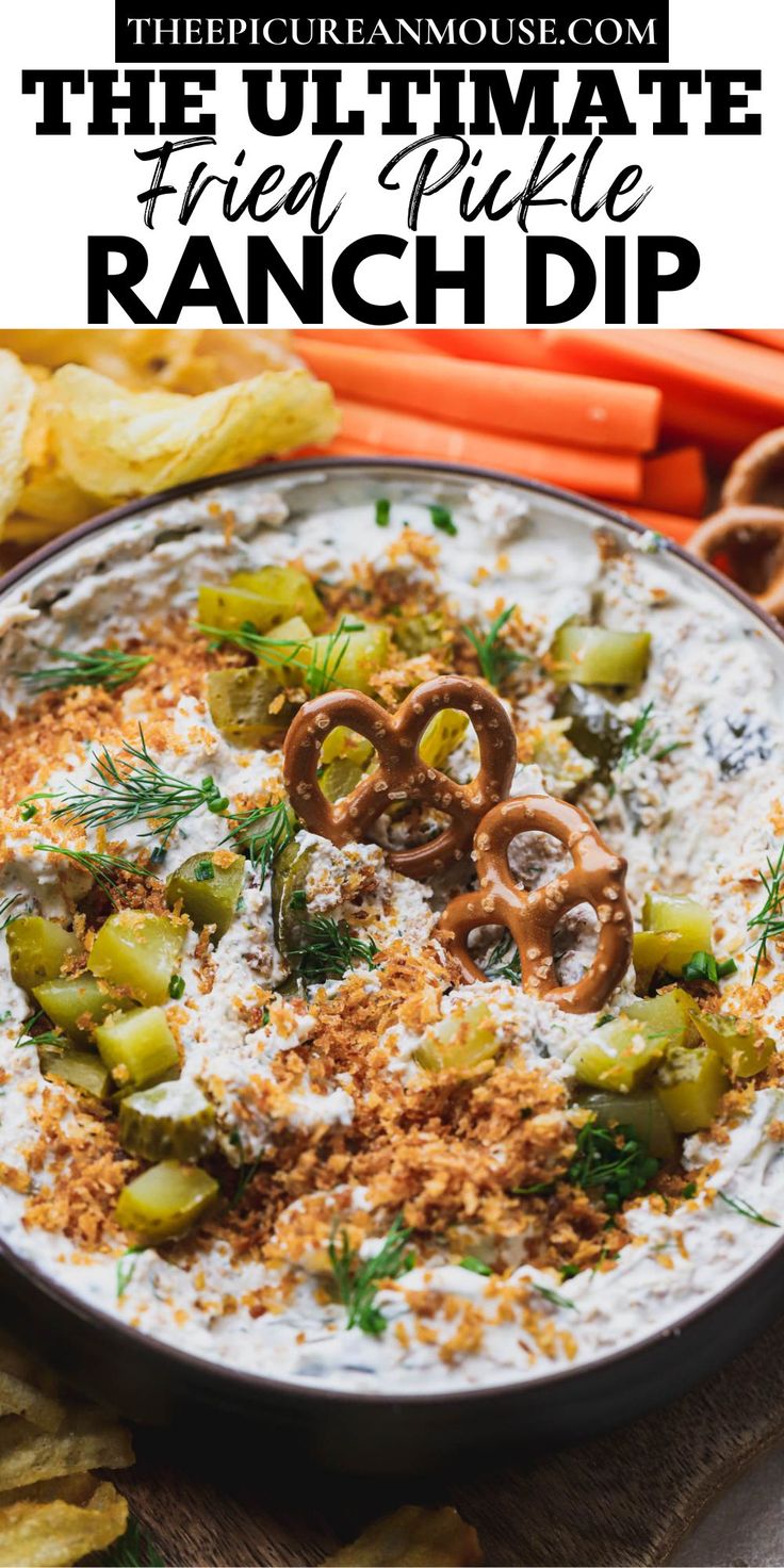 the ultimate white ranch dip with pretzels and crackers