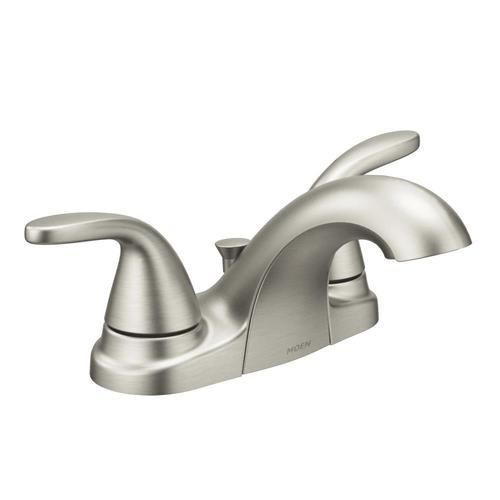 a bathroom faucet with chrome finish