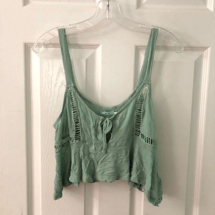 Cute Flowly Crop Top From Urban Outfitters. New Never Worn With Tags On Still. Casual Cropped Tank Top For Day Out, Urban Outfitters Cropped Tops For Summer, Spring Casual Crop Tank Top, Green Crop Top For Spring And Summer, Cropped Green Tops For Beach Season, Casual Cropped Tank Top For Summer, Casual Green Crop Top For Spring, Urban Outfitters Casual Crop Top, Casual Cropped Tops For Summer