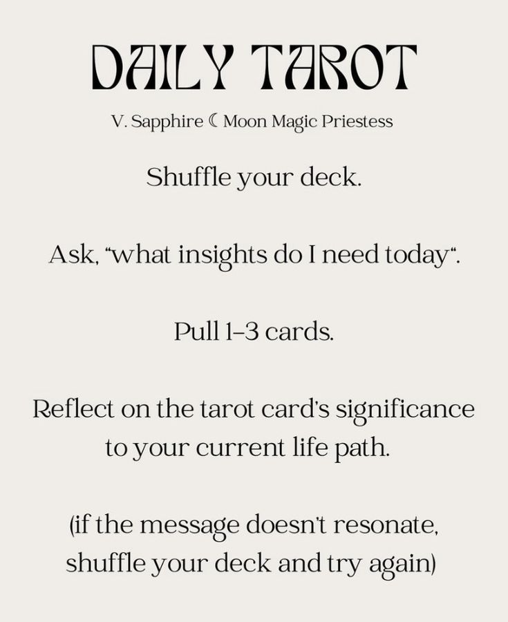 the daily tarot card with instructions to use it