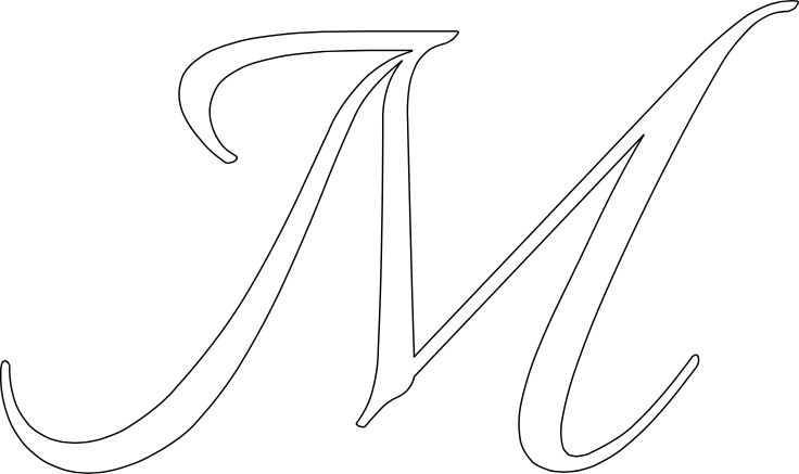 the letter n is made up of thin lines and has been drawn in black ink