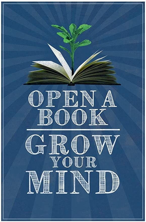 an open book with a plant growing out of it and the words grow your mind