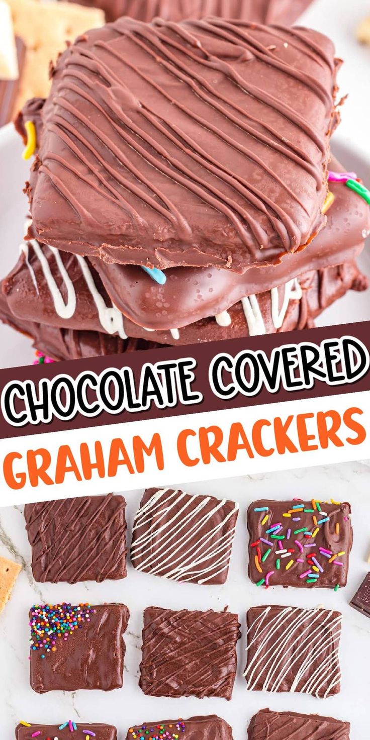 chocolate covered graham crackers stacked on top of each other