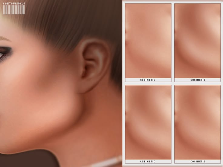 a woman's face is shown with four different angles to show the skin area