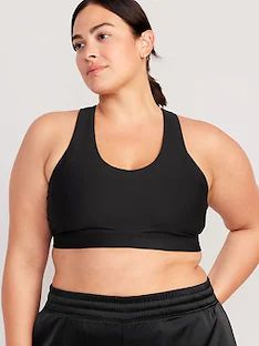 Women's Activewear & Workout Clothes | Old Navy Black Cross Back Activewear With Built-in Padding, Sports Bra With Built-in Padding And Scoop Neck, Scoop Neck Sports Bra With Built-in Padding, Sporty Black Activewear With Cross Back, Black Sporty Activewear With Cross Back, Cross Back Moisture-wicking Sports Bra, Casual Racerback Activewear With Built-in Padding, Black Cross Back Athleisure Activewear, Black Cross Back Activewear For Training