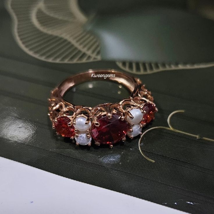 a close up of a ring on a table