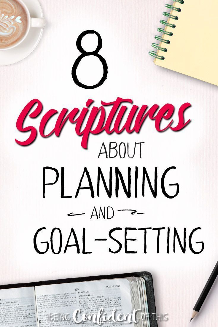 an open book with the title 8 scriptures about planning and goal setting on it