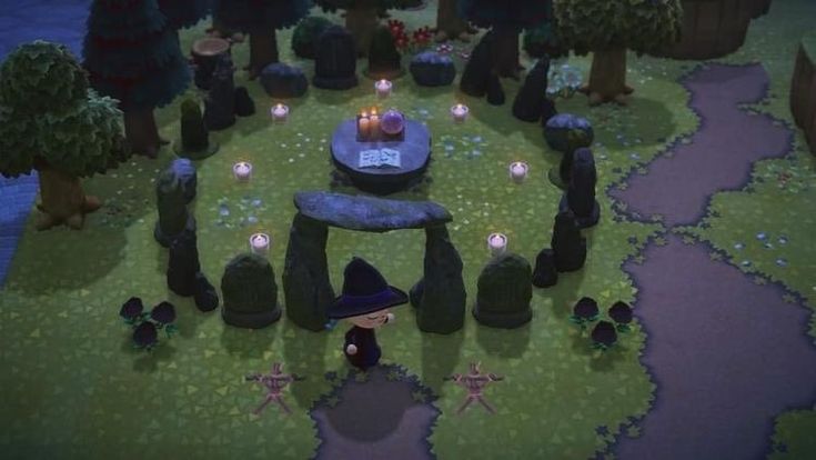 a cartoon character standing in the middle of a garden with candles on top of it