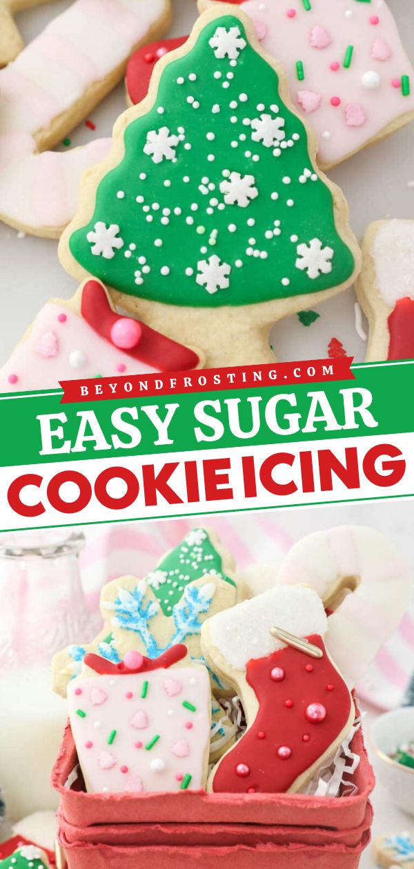 Learn how to make icing for sugar cookies! Thanks to all the best tips and tricks, this sugar cookie icing recipe that hardens is perfect for decorating your Christmas cookie ideas. Plus, 4 ingredients are all you need for this easy Christmas treat! Sugar Cookie Icing Recipe That Hardens, Easy Sugar Cookie Icing, Icing For Sugar Cookies, Cookie Icing That Hardens, Icing That Hardens, Sugar Cookie Frosting Recipe, Christmas Cookie Icing, Christmas Cookie Frosting, Cookie Frosting Recipe