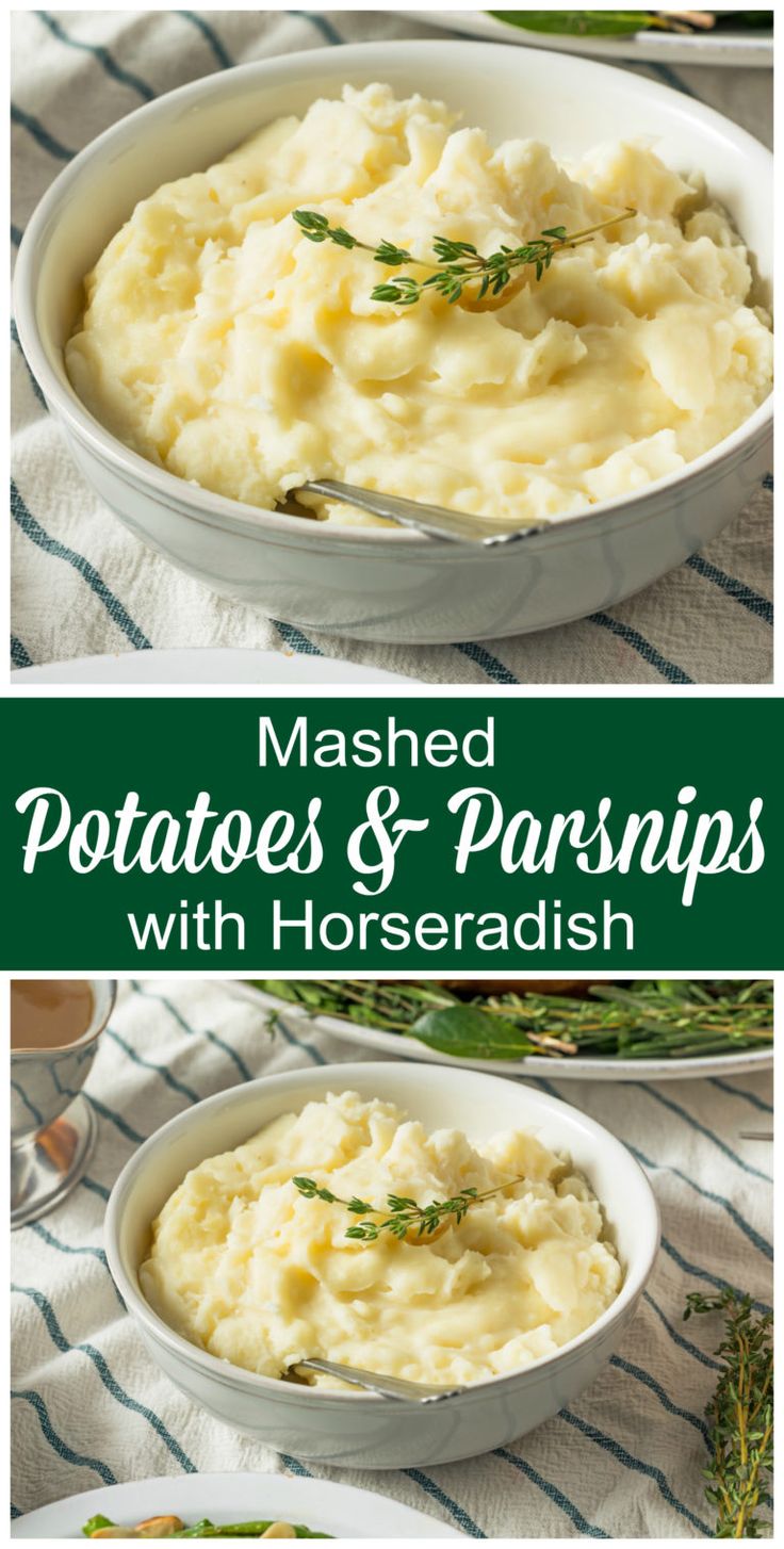 mashed potatoes and parsleys with horseradish