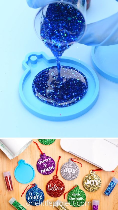 the process for making glitter ornaments is shown