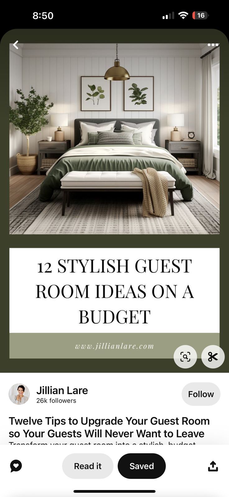 a bed room with the text 12 stylish guest room ideas on a budget