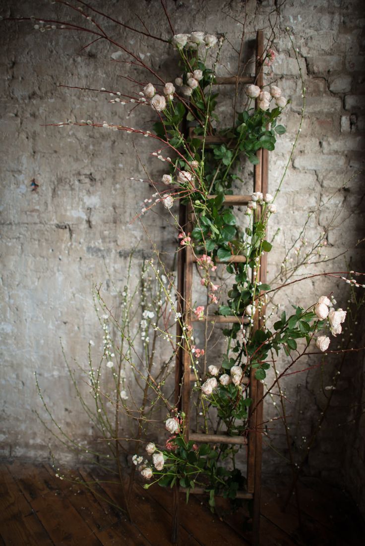 four different shots of flowers and greenery