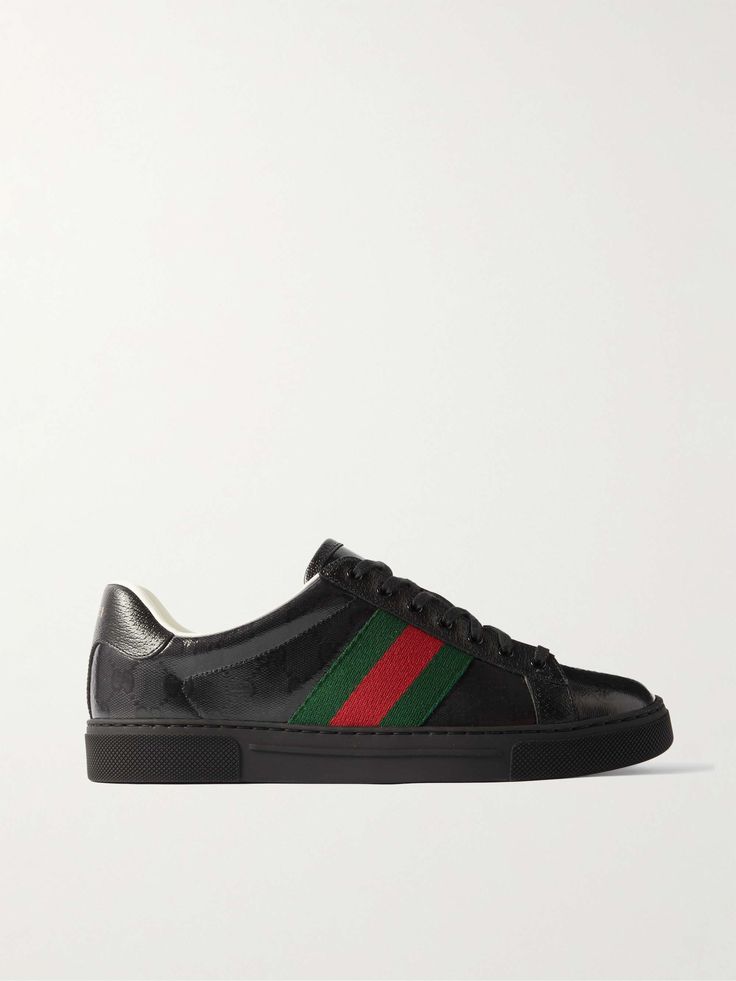 Shop GUCCI Webbing- and Leather-Trimmed Monogrammed Coated-Canvas Sneakers, Explore the latest in-season GUCCI collection today on MR PORTER Sporty Gucci Sneakers With Embossed Logo, Gucci Sneakers With Embossed Logo And Round Toe, Casual Gucci Sneakers With Embossed Logo, Designer Gucci Sneakers With Embossed Logo, Gucci Low-top Sneakers With Logo Detail, Gucci Leather Sneakers With Embroidered Logo, Black Custom Lace-up Sneakers With Embroidered Logo, Black Lace-up Custom Sneakers With Embroidered Logo, Black Custom Sneakers With Embroidered Logo