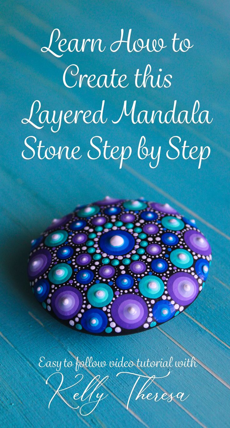 a painted rock with the words learn how to create this layered mandal stone step by step