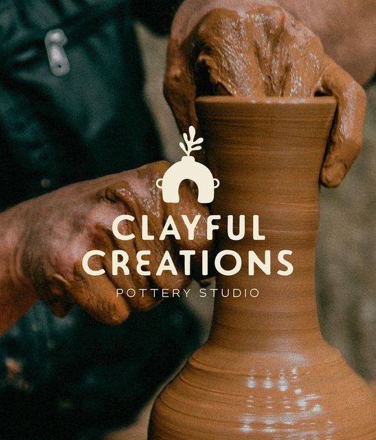 a person making clay on a potter's wheel with the words clayful creations written above it