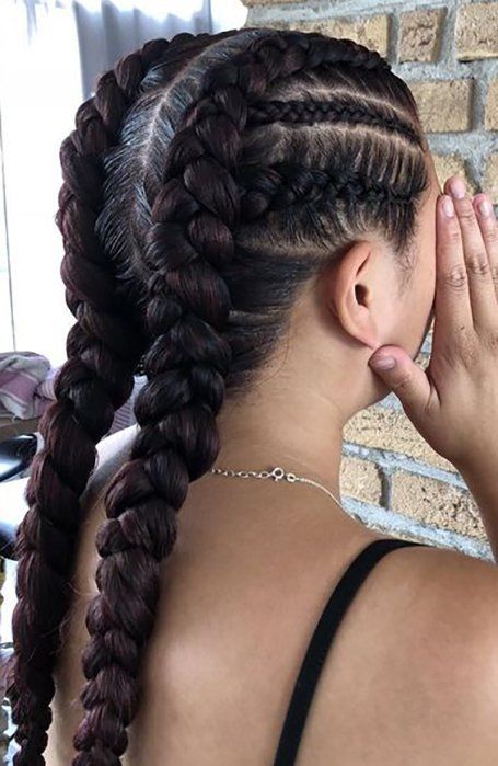 21 Coolest Cornrow Braid Hairstyles in 2021 - The Trend Spotter Big Cornrow Braids, Two Cornrow Braids, French Braid Styles, Long Braided Hairstyles, Cornrow Braid Styles, Two Braid Hairstyles, Feed In Braids Hairstyles, French Braid Hairstyles, Braided Cornrow Hairstyles