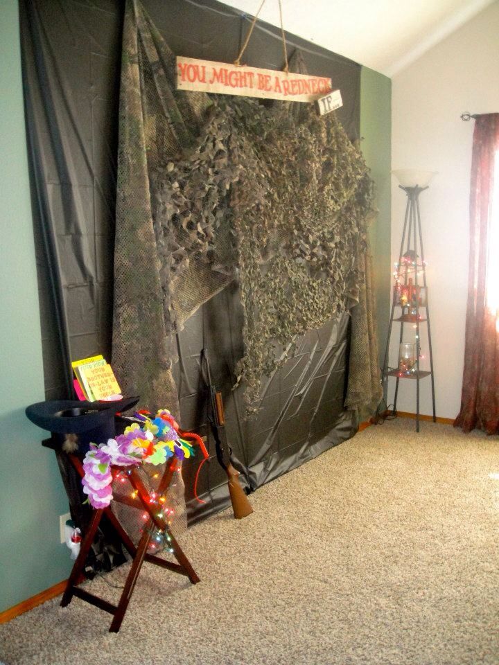 a room with a wall covered in camouflage