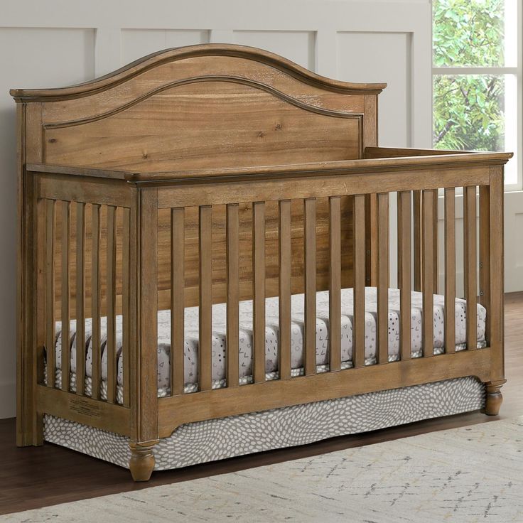 Nursery Decor Wooden Crib Designs, Wooden Crib Nursery, Highland Cow Nursery, Farmhouse Cribs, Farmhouse Style Nursery, Wooden Baby Crib, Under The Bed Storage, Wooden Crib, Bed Options