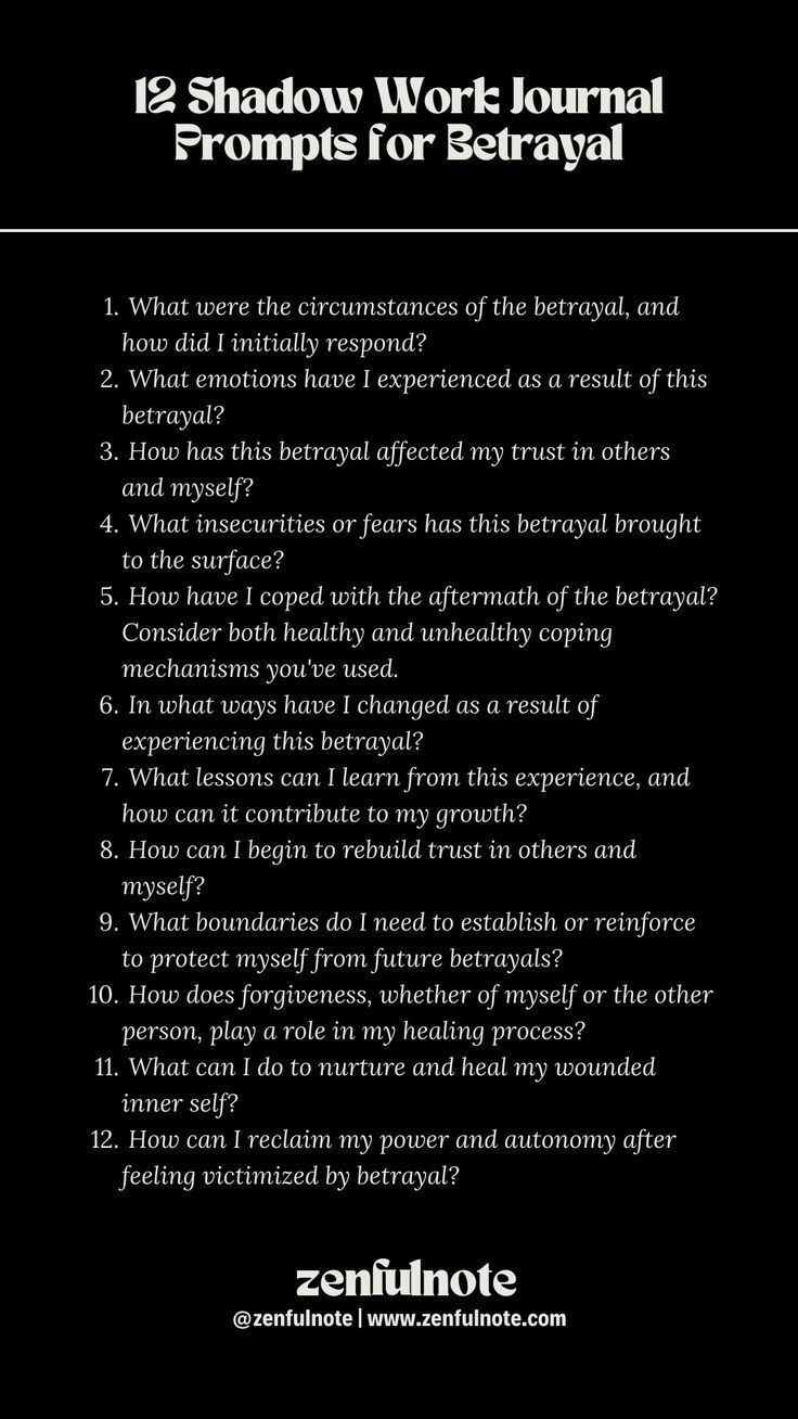 Dealing with betrayal involves navigating through deep emotional wounds to understand, heal, and potentially forgive. Shadow work can be a powerful process in this journey, helping to uncover the impact of betrayal on your sense of trust, self-worth, and relationships. Shadow Work Journal Prompts, Work Journal Prompts, Shadow Work Spiritual, Shadow Work Journal, Journal Questions, Healing Journaling, Daily Journal Prompts, Work Journal, Work Relationships