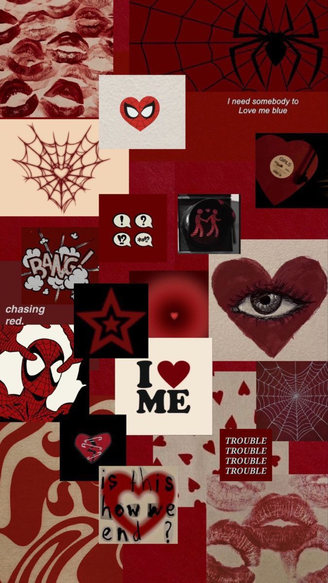 the collage has many different pictures and words on it, including heart shaped images