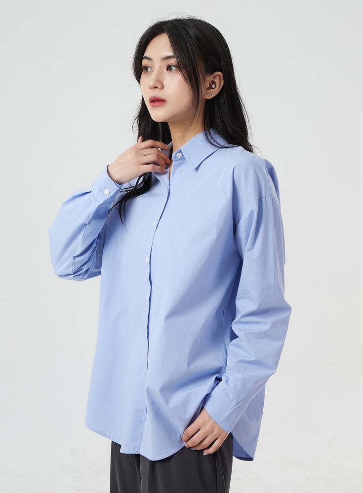 Product Detail Introducing Pastel Color Oversized Shirt BM304, a modern take on women's workwear inspired by KPOP and Korean fashion. Available in white, pink, yellow, mint, and light blue, this solid-print shirt features a loose fit for a comfortable and stylish look. Made in Korea. Style : Modern Occasion : Work wear Print : Solid Material : Cotton Sleeve : Long sleeve Neck : Collar Length : Long Fit : Loose fit Cotton 100 Color : White, Pink, Yellow, Mint, Light blue Model Size Height : 167cm Modern Oversized Shirt For Office, Oversized Blue Shirt For The Office, Oversized Blue Shirt For Work, Oversized Light Blue Collared Shirt, Oversized Light Blue Shirt For Work, Modern Long Sleeve Blue Blouse, Modern Blue Long Sleeve Blouse, Oversized Solid Shirt For Workwear, Oversized Blue Top For Office