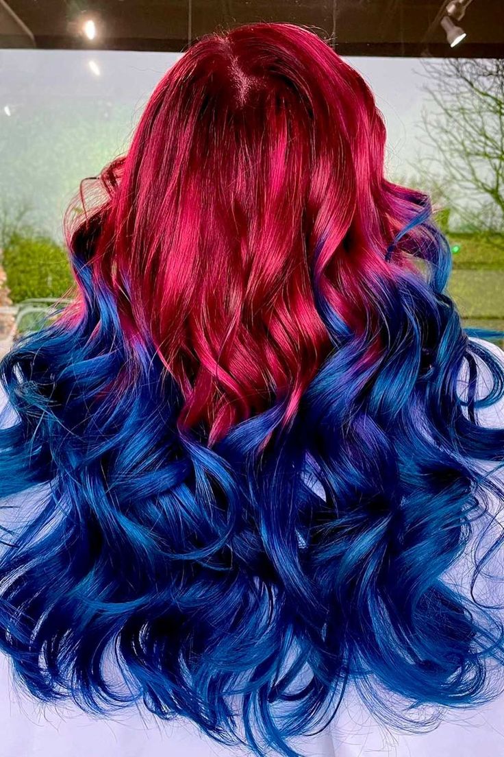 Red And Blue Hair, Purple And Blue Hair, Blue And Red Hair, 30 Hair Color, Two Color Hair, Light Purple Hair, Cute Hair Colors, Hair Color Purple, Pretty Hair Color