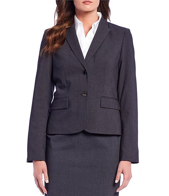 Calvin Klein Notch-Collar Jacket | Dillard's Career Blazer With Pockets, Slim Fit Long Sleeve Blazer For Work, Professional Blazer With Pockets For Career, Professional Career Blazer With Pockets, Professional Button-up Outerwear For Office, Office Outerwear Slim Fit With Single Button, Professional Winter Outerwear With Lapel Collar, Button-up Office Outerwear With Welt Pockets, Office Button-up Outerwear With Welt Pockets