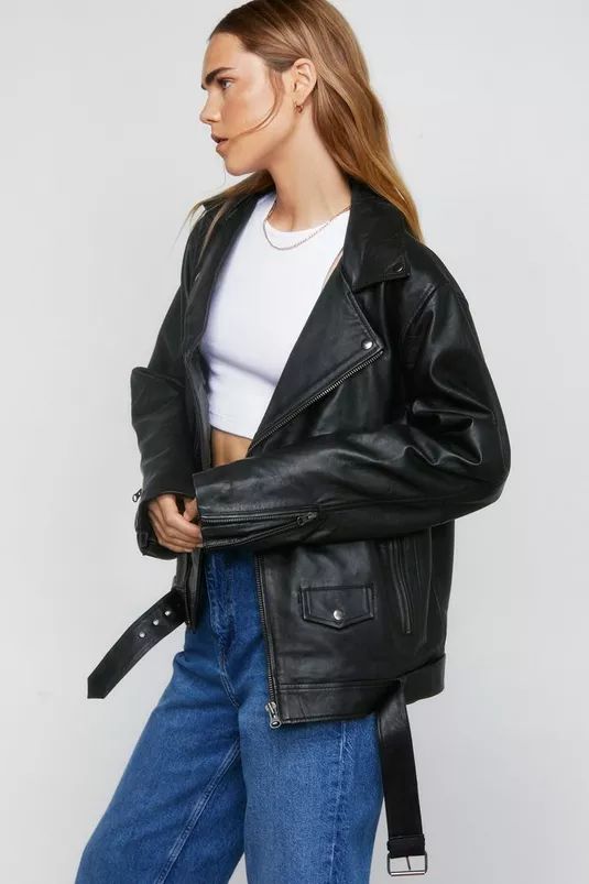 Oversized Real Leather Boyfriend Jacket | Nasty Gal Boyfriend Jacket, Real Leather, Nice Dresses, Leather Jacket, Leather