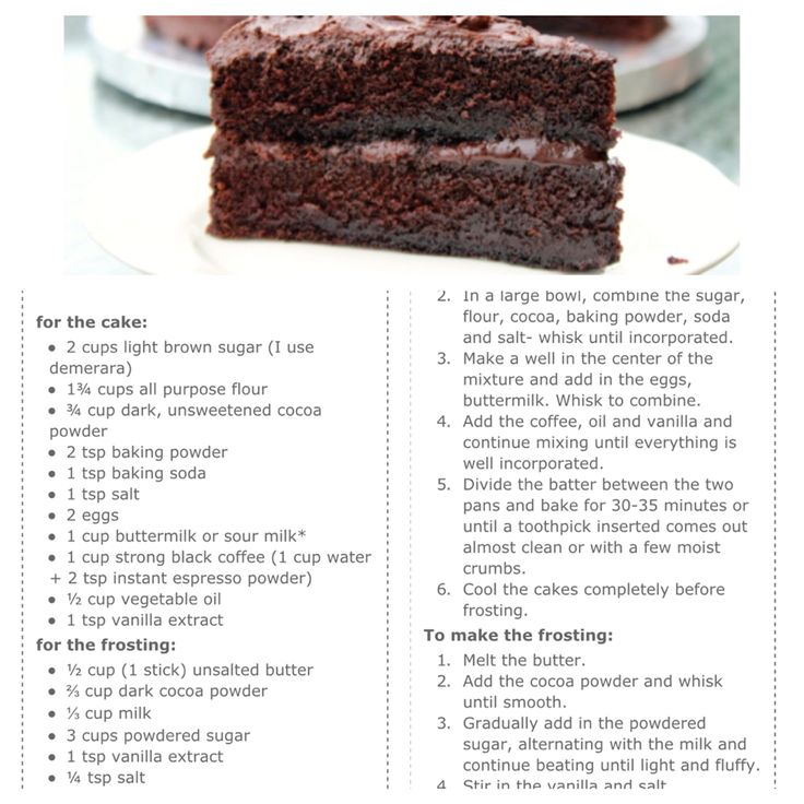 a recipe for chocolate cake on a plate