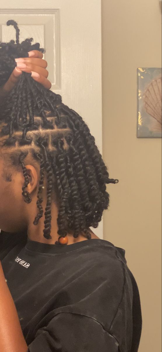 Starter Locs Black Women Twist, Medium Locs With Curly Ends, Starter Locs Medium Size, Coils On Natural Hair Type 4, Locs Types For Women, Starter Loc Twists, Barrel Twist Starter Locs Women, 2 Stand Twist Starter Locs, Starter Loc Parting Size