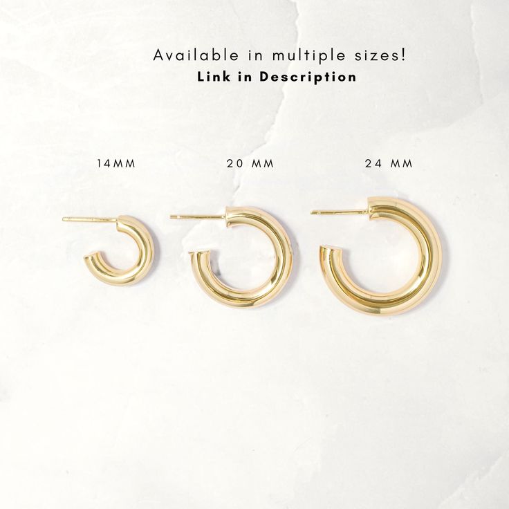 These are the perfect, everyday hoop earrings! On-trend & stylish! Available in 14mm and 24mm Sizes. Made of 925 Sterling Silver Plated in a thick layer of 14k Gold or Rhodium 20mm Diameter on Model 4.5mm Thick Nickel-free and Hypoallergenic Super lightweight! Tarnish Resistant Hoop Earrings, Everyday Tarnish Resistant Hoop Earrings, Everyday Tarnish-resistant Hoop Earrings, Minimalist Polished Hoop Earrings For Everyday, Minimalist Hoop Earrings With Polished Finish, Modern Chunky Small Hoop Earrings, Classic Chunky Everyday Jewelry, Everyday Nickel-free Round Huggie Earrings, Minimalist Chunky Hoop Earrings