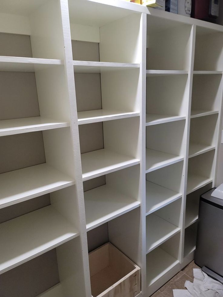 the shelves are empty and ready to be painted