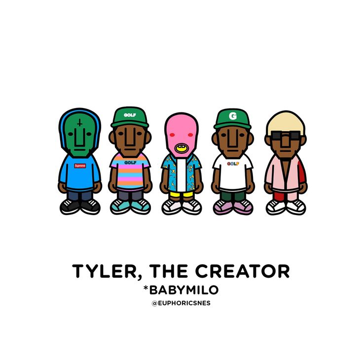 three black men standing next to each other with the words tyler, the creator and babymilo