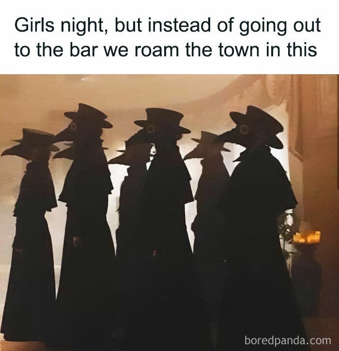 the silhouettes of four women in long dresses and hats are standing next to each other