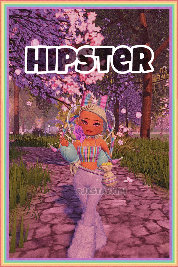 an image of a cartoon character with flowers in her hand and the words hipster on it