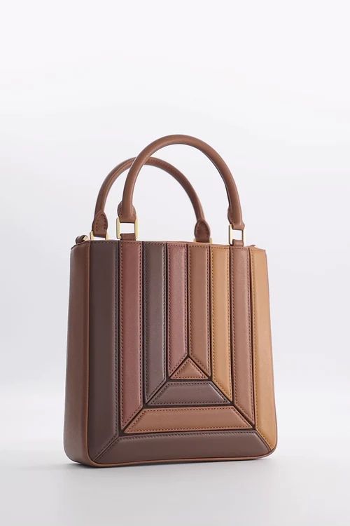 Sera Tall Tote Mini - Praline Modern Rectangular Phone Bag For Everyday, Modern Rectangular Everyday Phone Bag, Modern Square Bag With Interior Card Slots, Luxury Brown Rectangular Phone Bag, Modern Rectangular Phone Bag With Removable Pouch, Modern Phone Bag With Removable Pouch, Modern Bags With Card Slots, Modern Rectangular Phone Bag For Daily Use, Rectangular Phone Bag With Card Slots