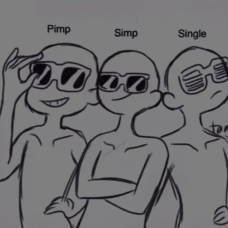 three people wearing sunglasses with the words pimp and simp