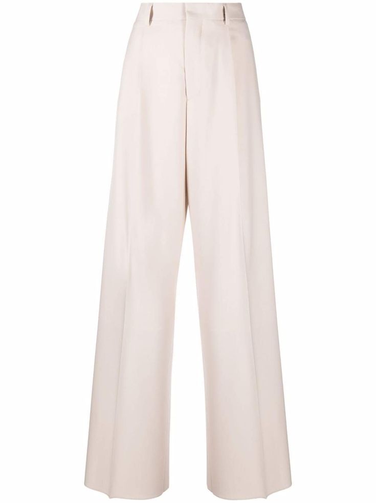 Ivory white wool wide-leg wool trousers from AMIRI featuring wide leg, belt loops, concealed front fastening, two side inset pockets and two rear welt pockets. Uzun Boy, Leg Belt, Wool Trousers, Bell Bottom Pants, Ivory White, Wide Leg Trousers, Welt Pockets, Bell Bottoms, Bottoms Pants