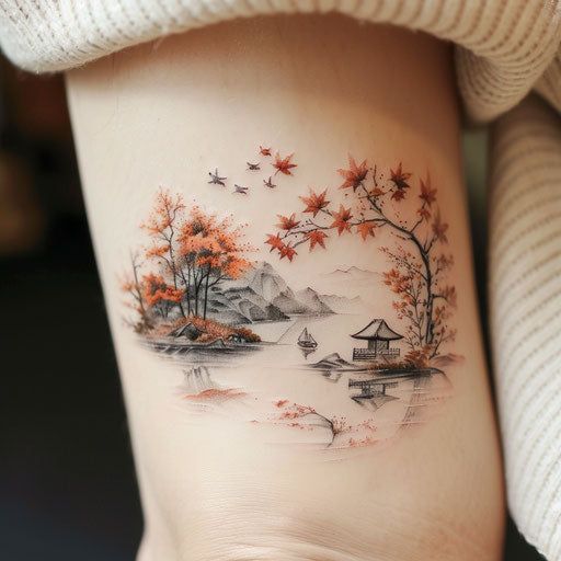 Korean Tattoo Ideas, Hand Tattoos Ideas, Girly Hand Tattoos, Hand Tattoo Ideas, Feather Tattoo Meaning, Side Thigh Tattoos, Full Hand Tattoo, Bright Tattoos, Trending Tattoos