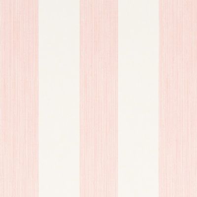 a pink and white striped wallpaper with vertical stripes on the bottom half of it