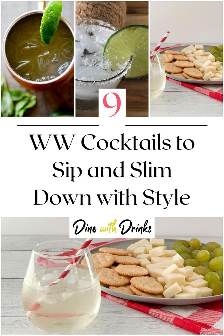 Collage of 4 ww cocktails. Ww Cocktails Drink Recipes, Weight Watcher Cocktails, Weight Watcher Alcohol Drinks Ww Points, Wine Substitute Drink, Weight Watcher Alcoholic Beverages, Ww Low Point Alcoholic Drinks, Ww Alcoholic Drinks, Weight Watchers Alcoholic Drinks, Low Cal Vodka Drinks