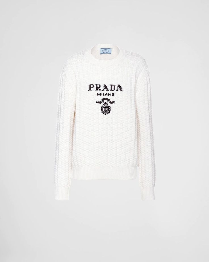 Prada Sweater, Prada Women, Camel Sweaters, Women Sweatshirt, Denim T Shirt, Lettering Logo, Crew Neck Jumper, Sweater Women, Brown Sweater