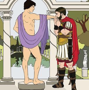 an image of two men in roman costumes