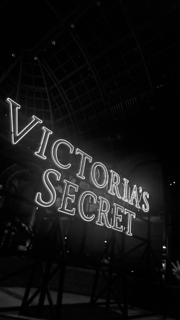 the victoria's secret sign is lit up in black and white