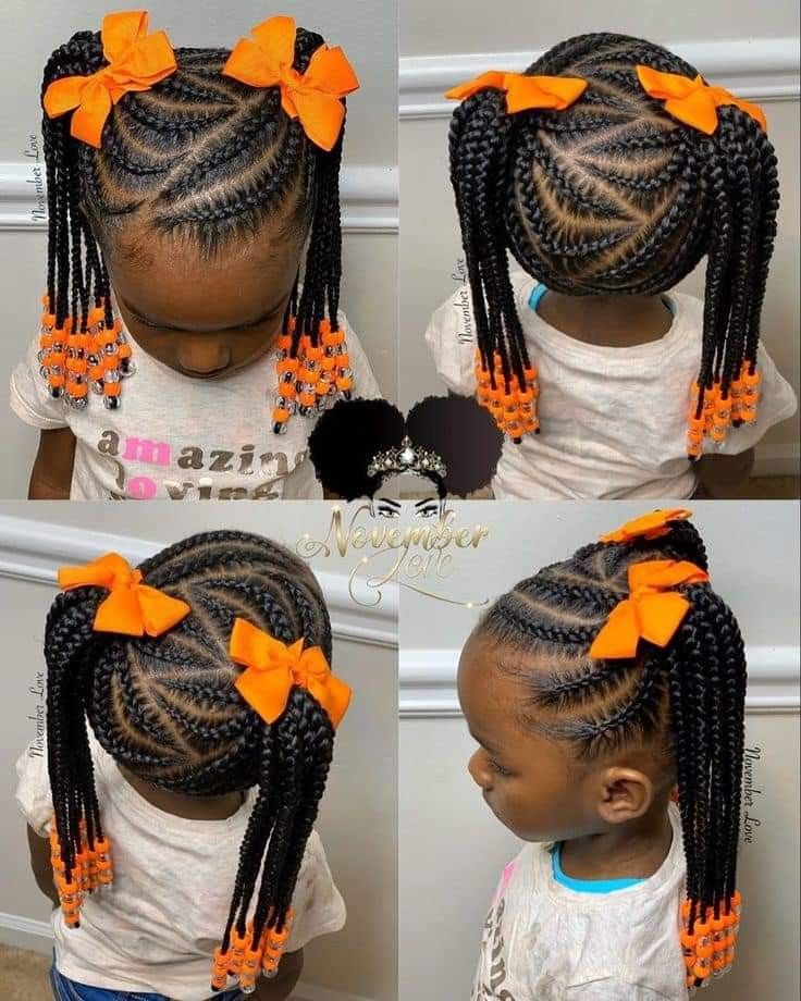 Toddler Girl Braid Styles With Beads, Hairstyles With Beads, Hairstyles Reference, Toddler Braided Hairstyles, Toddler Braids, Black Kids Braids Hairstyles, Dunner Wordend Haar, Kids Hair Styles, Hairstyles Girl