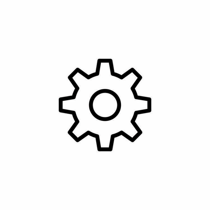 a black and white image of a gearwheel on a beige background with the word,